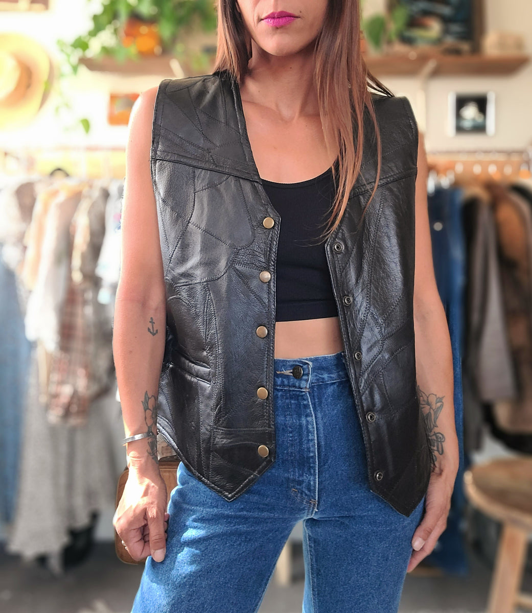 90s Leather Biker Vest