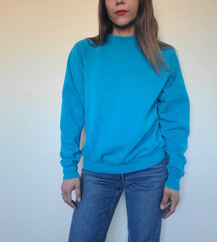 Vintage Turquoise Blue Crewneck