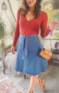 70s Denim Wrap Skirt