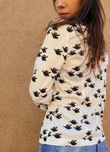 Load image into Gallery viewer, 70s Campus Casuals Polyester Black Bird Print