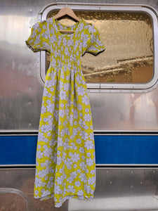 70s Souvenur Midi Dress(lime yellow)