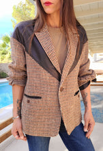 Load image into Gallery viewer, Western Inspired Tweed/Leather Blazer