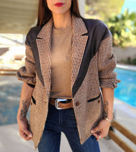 Load image into Gallery viewer, Western Inspired Tweed/Leather Blazer