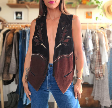 Stunning 70s Vintage Western Leather Vest