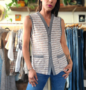 70s Sunset Striped Terry Cloth Vest