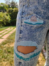 Load image into Gallery viewer, Holed/patched Rad Acid Wash Jeans