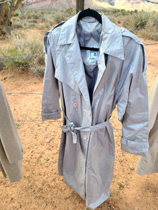 Vintage Metallic Silver Military Trenchcoat